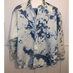 Ralph Lauren VTG Blake Tie Dye Jean denim Shirt XL